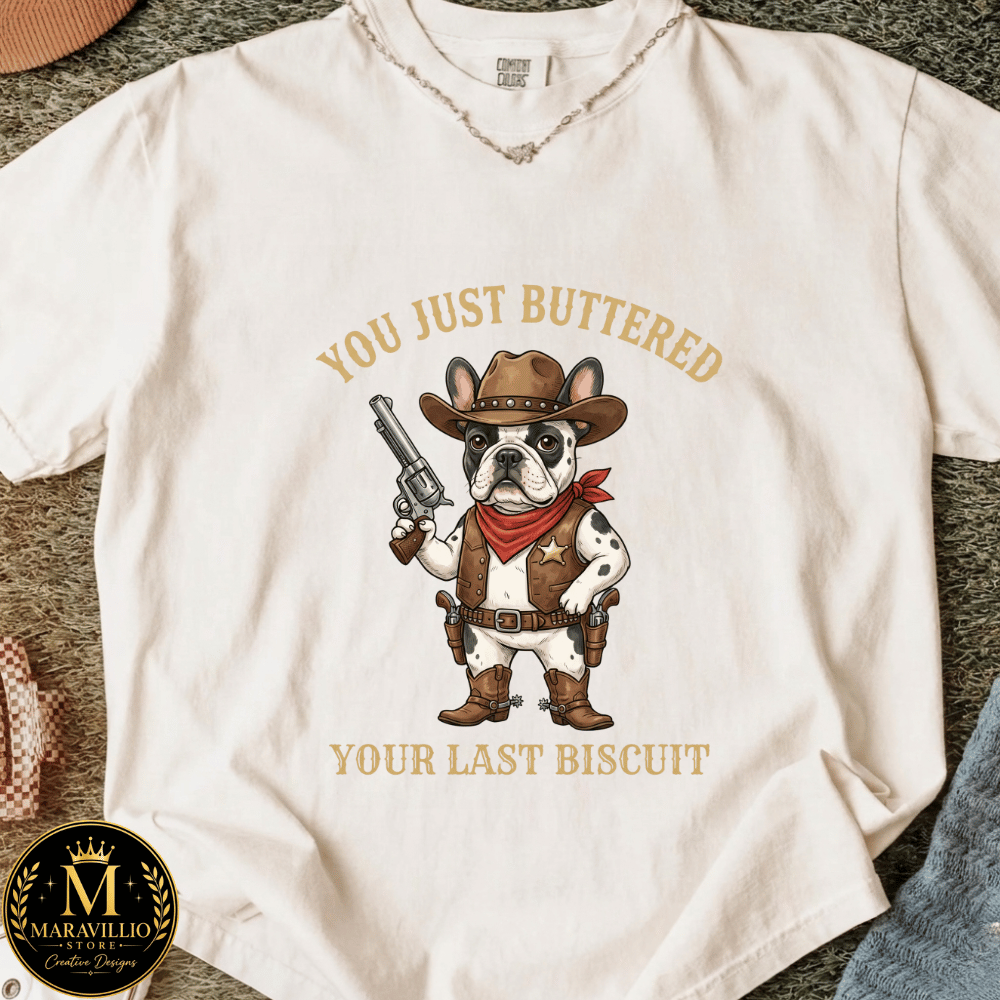 Cowboy Dog PNG: You've Just Buttered Your Last Biscuit Funny Western Puppy Humor png Vintage Rodeo Canine Clipart (Digital Download)