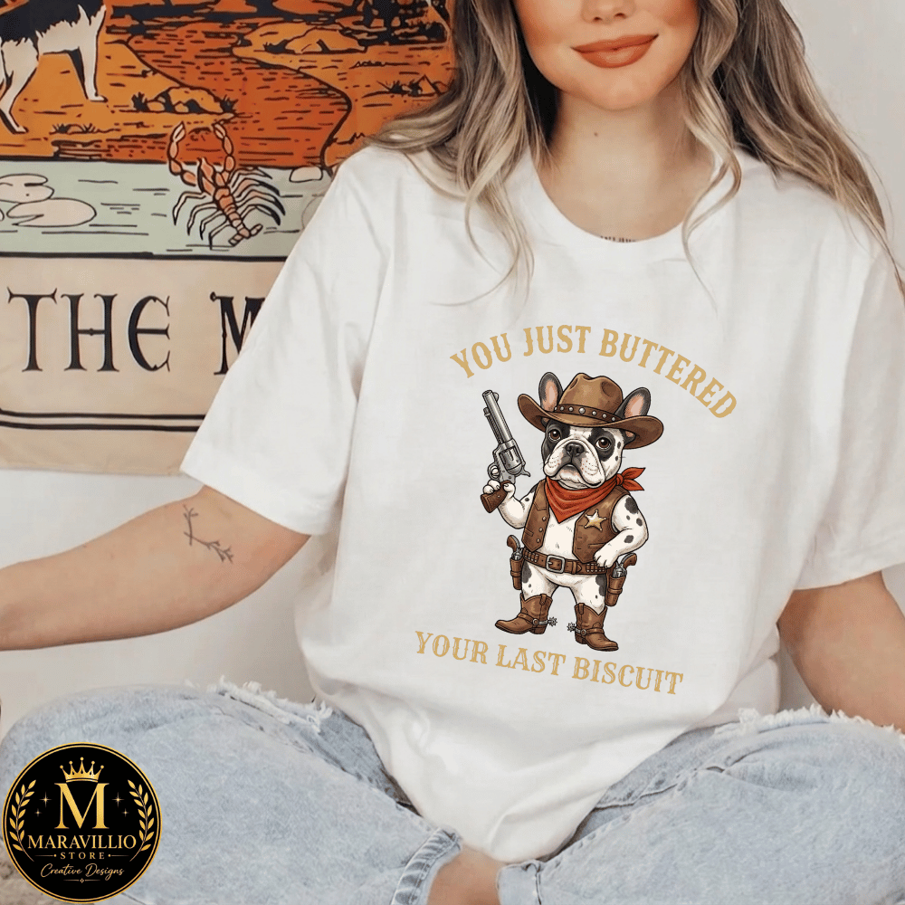 Cowboy Dog PNG: You've Just Buttered Your Last Biscuit Funny Western Puppy Humor png Vintage Rodeo Canine Clipart (Digital Download)