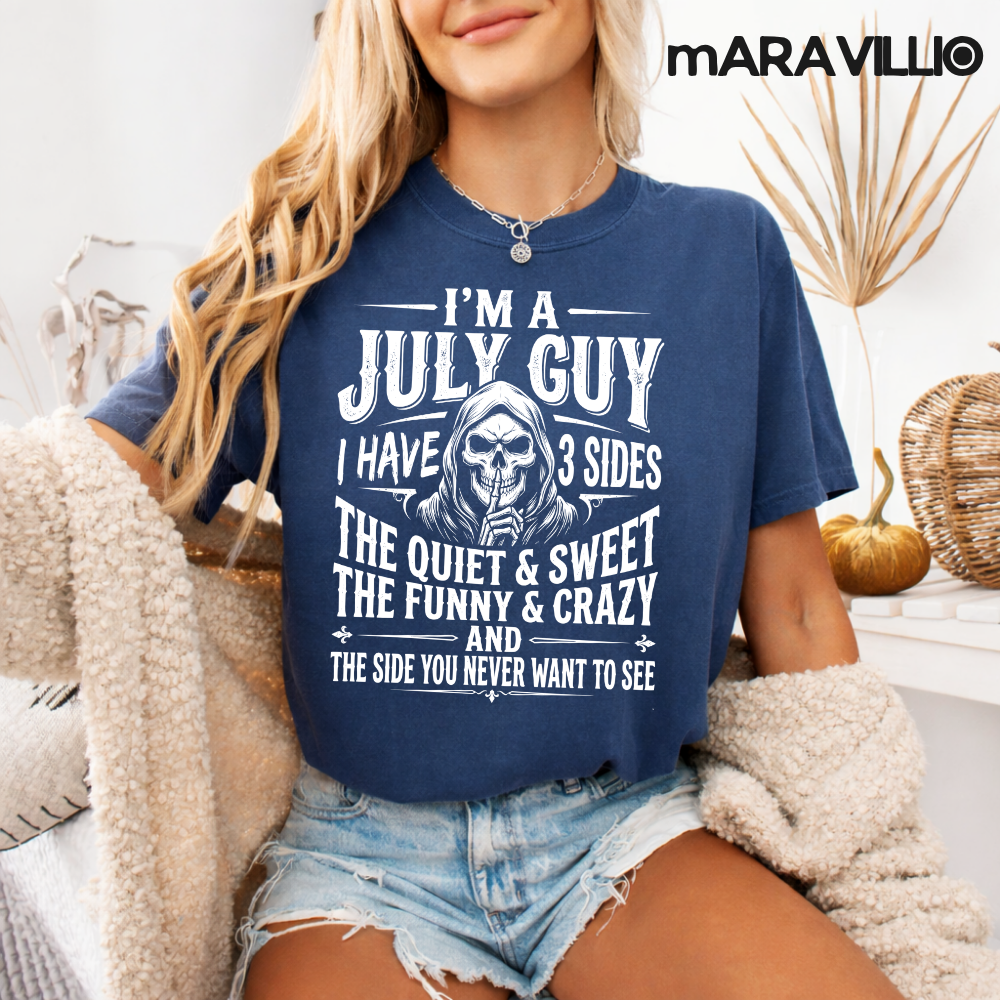 I’m A July Guy I Have 3 Sides PNG: Funny July Birthday Quote Retro Birthday Humor png Vintage Zodiac Celebration (Digital Download)