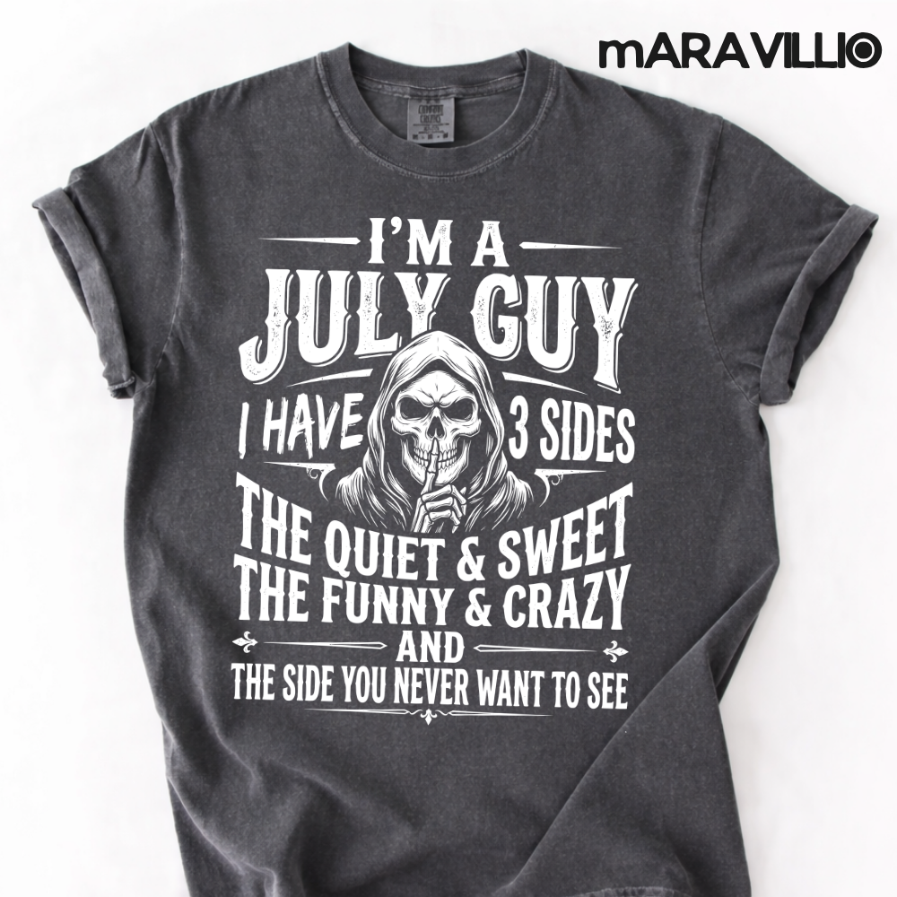 I’m A July Guy I Have 3 Sides PNG: Funny July Birthday Quote Retro Birthday Humor png Vintage Zodiac Celebration (Digital Download)