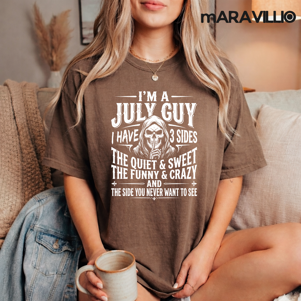 I’m A July Guy I Have 3 Sides PNG: Funny July Birthday Quote Retro Birthday Humor png Vintage Zodiac Celebration (Digital Download)