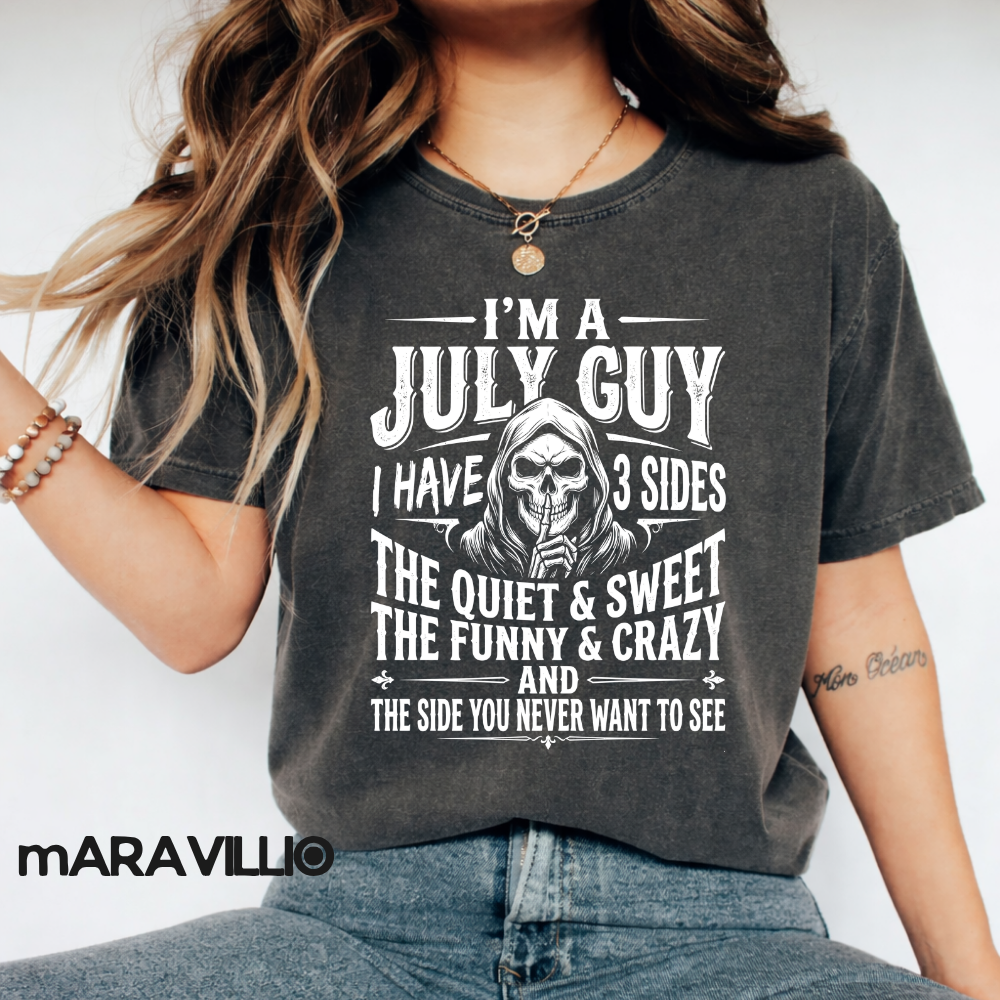 I’m A July Guy I Have 3 Sides PNG: Funny July Birthday Quote Retro Birthday Humor png Vintage Zodiac Celebration (Digital Download)