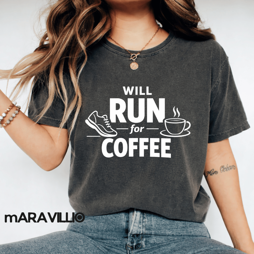 Will Run For Coffee PNG: funny running coffee lover png graphic design (Digital Download)