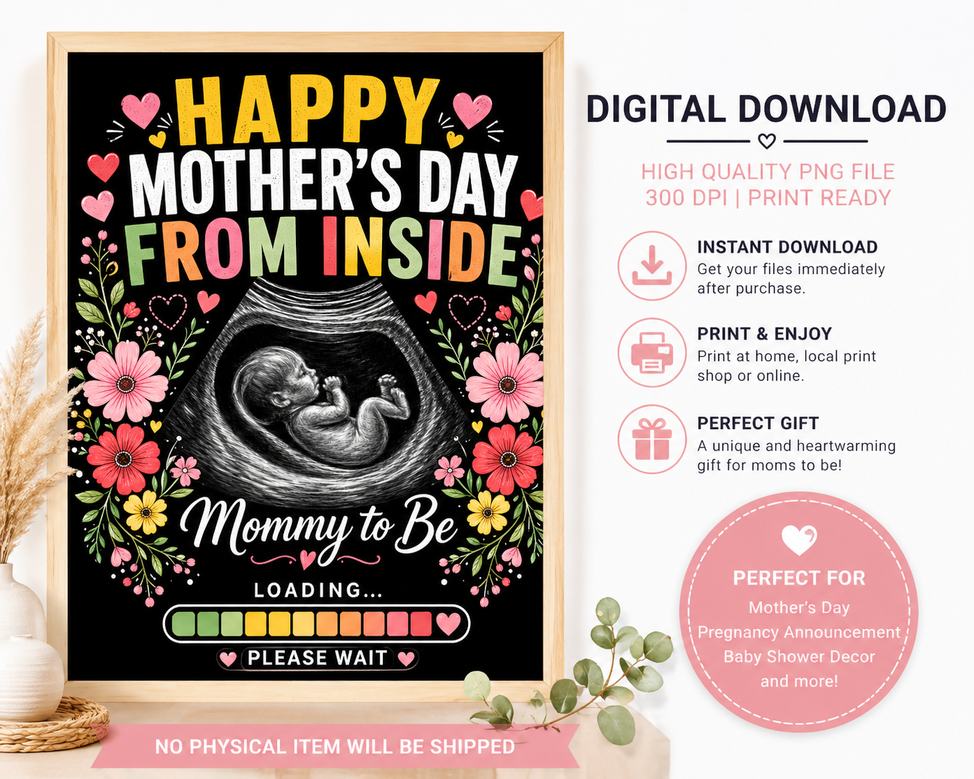 Happy Mothers Day from Inside Mommy to-Be Loading Progress PNG: pregnancy mothers day png baby (Digital Download)